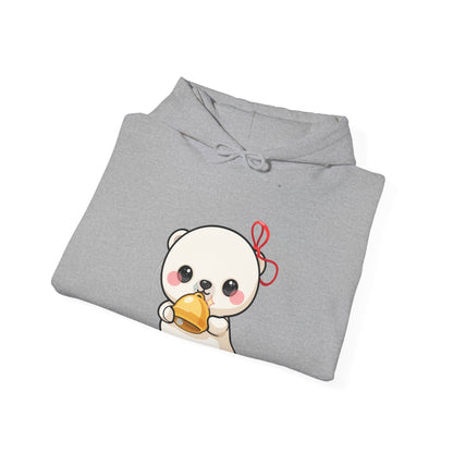 Kawaii Polar Bear Hoodie, Cute Jingle Bell Sweatshirt
