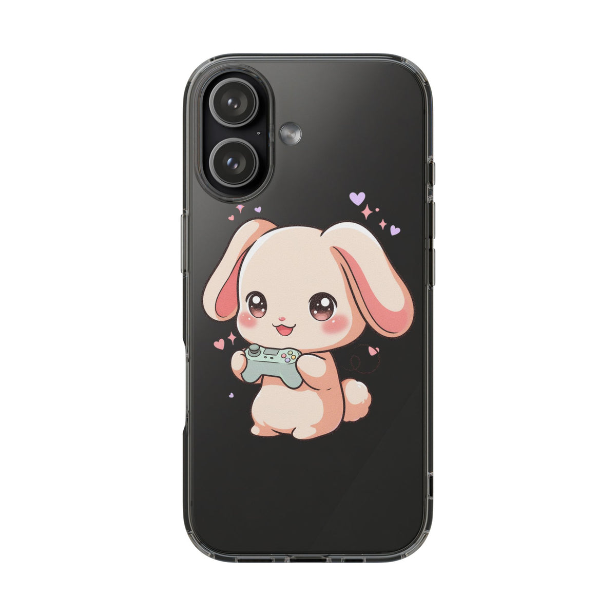 Kawaii Bunny Gamer Clear Impact-Resistant Phone Case