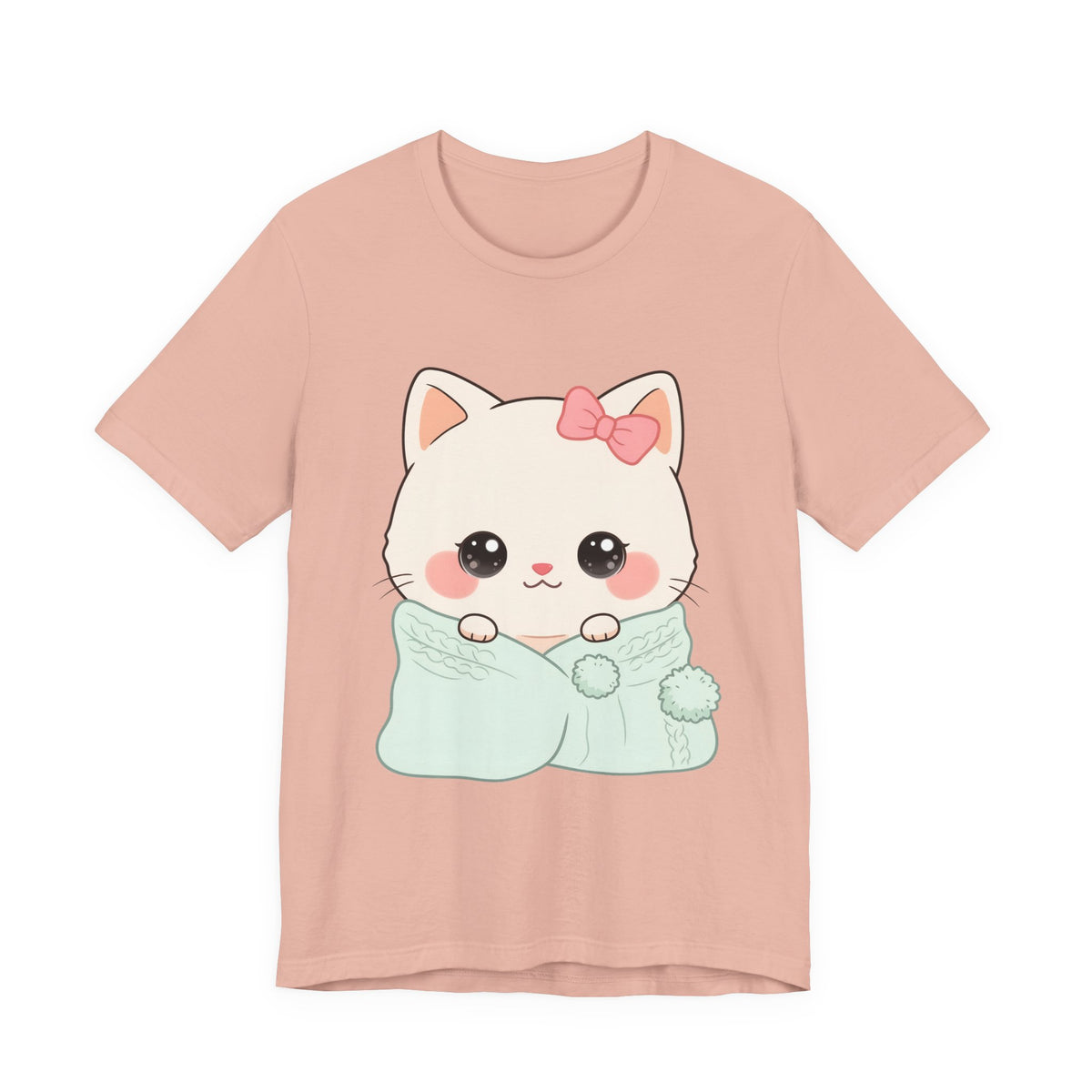 Kawaii Cat T-Shirt, Cozy Blanket Kitty for Cat Lovers