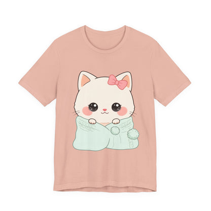 Kawaii Cat T-Shirt, Cozy Blanket Kitty for Cat Lovers