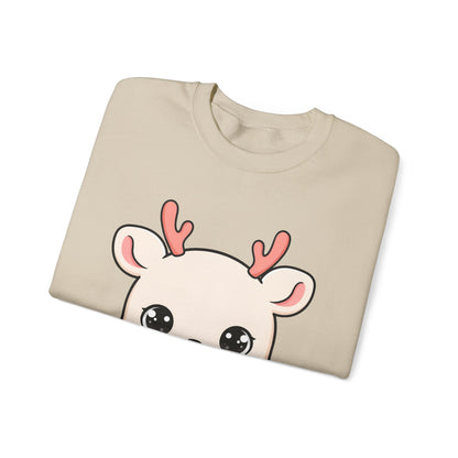 Kawaii Reindeer Sweatshirt, Cute Christmas Crewneck