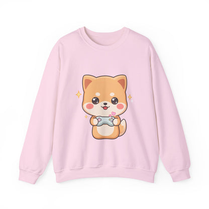 Kawaii Gamer Shiba Inu Sweatshirt for Cozy Gaming Days