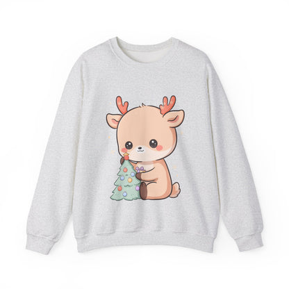 Kawaii Christmas Reindeer Sweatshirt, Cute Holiday Crewneck