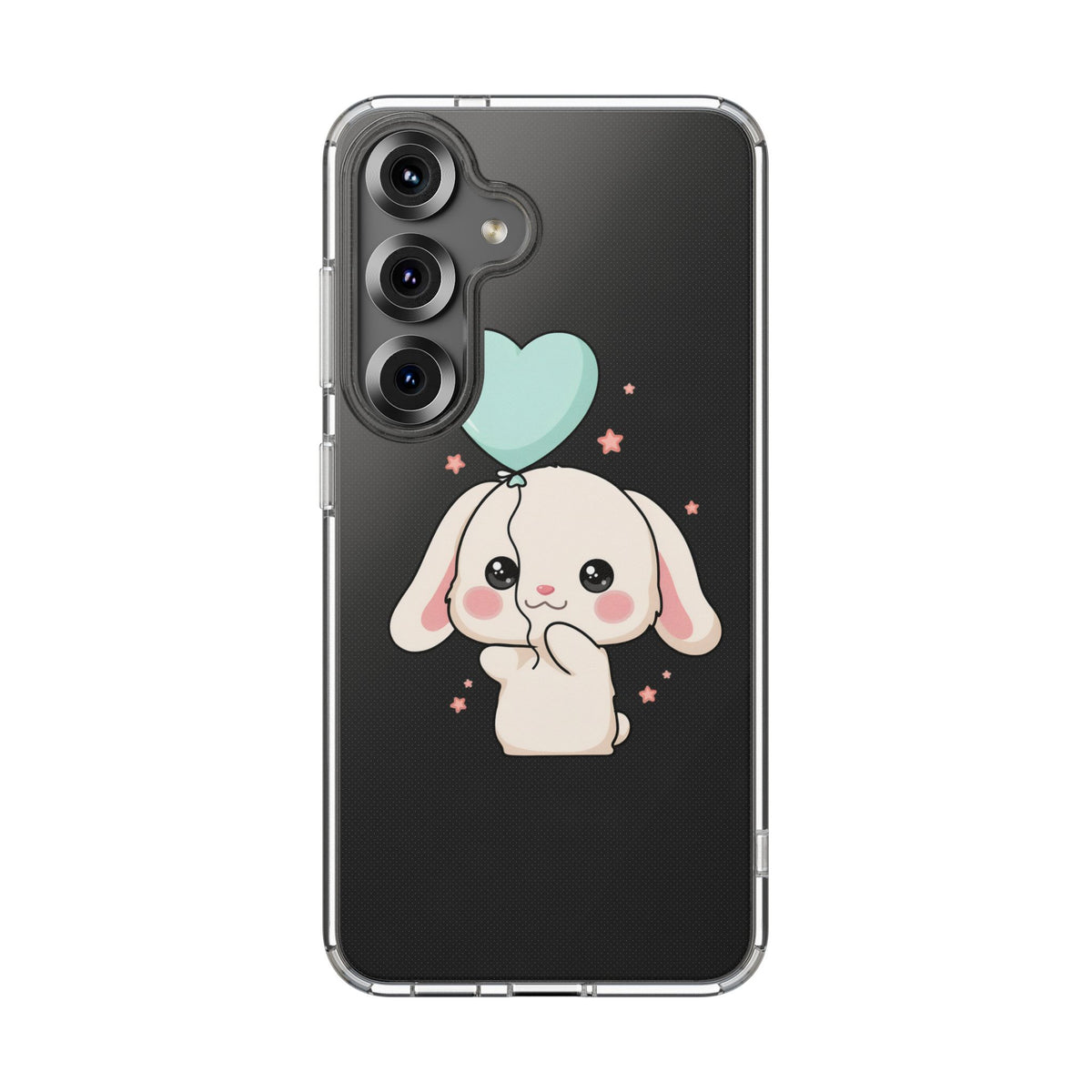 Kawaii Bunny Phone Case with Balloon, Clear Impact-Resistant