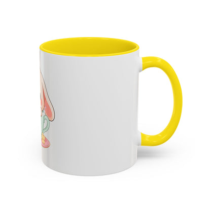 Kawaii Bunny Accent Coffee Mug, Cute Gift for Bunny Lovers