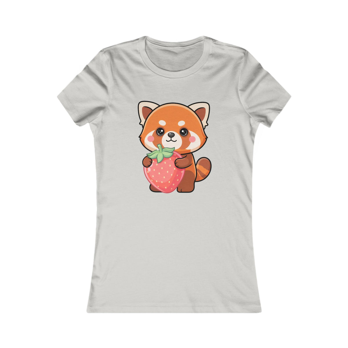 Kawaii Red Panda T-Shirt, Strawberry Hug Cute Animal Tee
