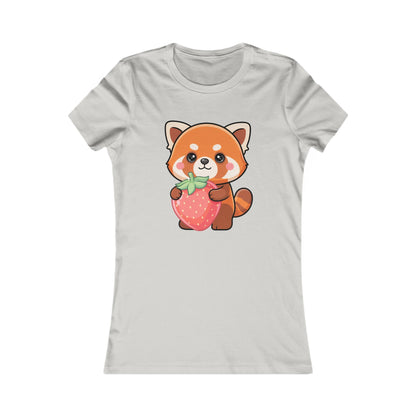 Kawaii Red Panda T-Shirt, Strawberry Hug Cute Animal Tee