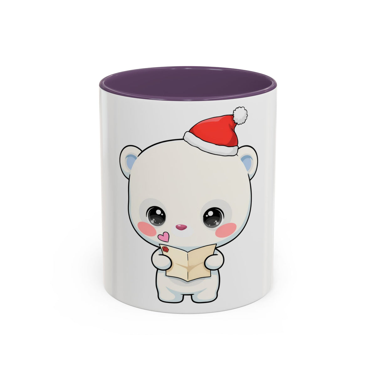 Kawaii Polar Bear Christmas Mug – Santa Letter Accent Mug