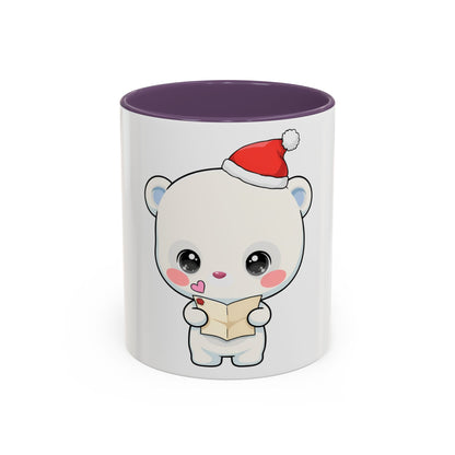 Kawaii Polar Bear Christmas Mug – Santa Letter Accent Mug