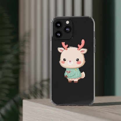 Kawaii Reindeer Clear Impact-Resistant Phone Case