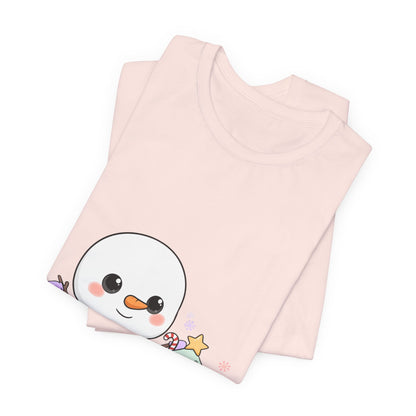 Kawaii Snowman Christmas T-Shirt for Festive Outfits