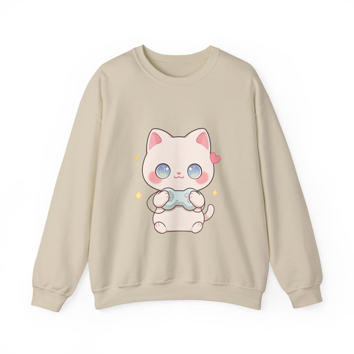 Kawaii Gamer Cat Sweatshirt for Cozy Gaming Nights
