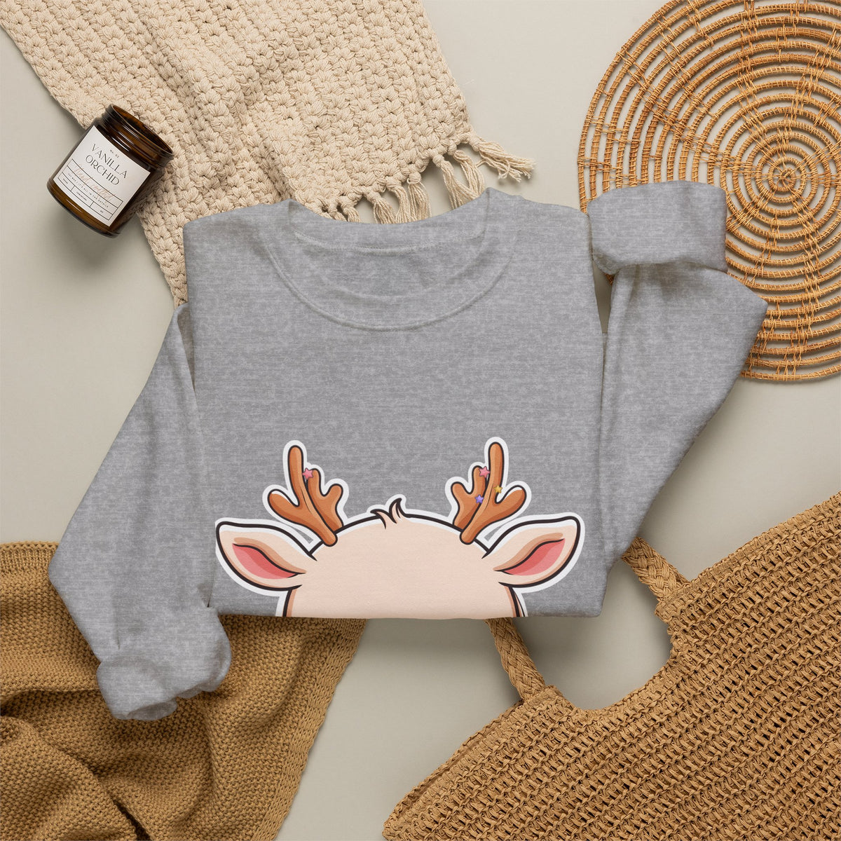 Kawaii Reindeer Christmas Sweatshirt for Cozy Holiday Evenings