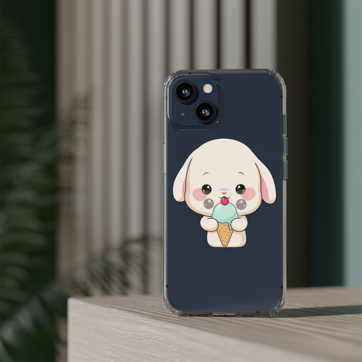 Kawaii Bunny Phone Case, Ice Cream Cutie Clear Case