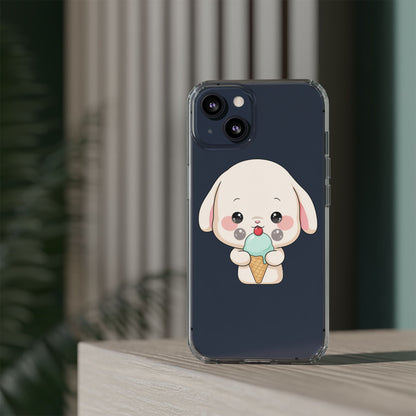 Kawaii Bunny Phone Case, Ice Cream Cutie Clear Case