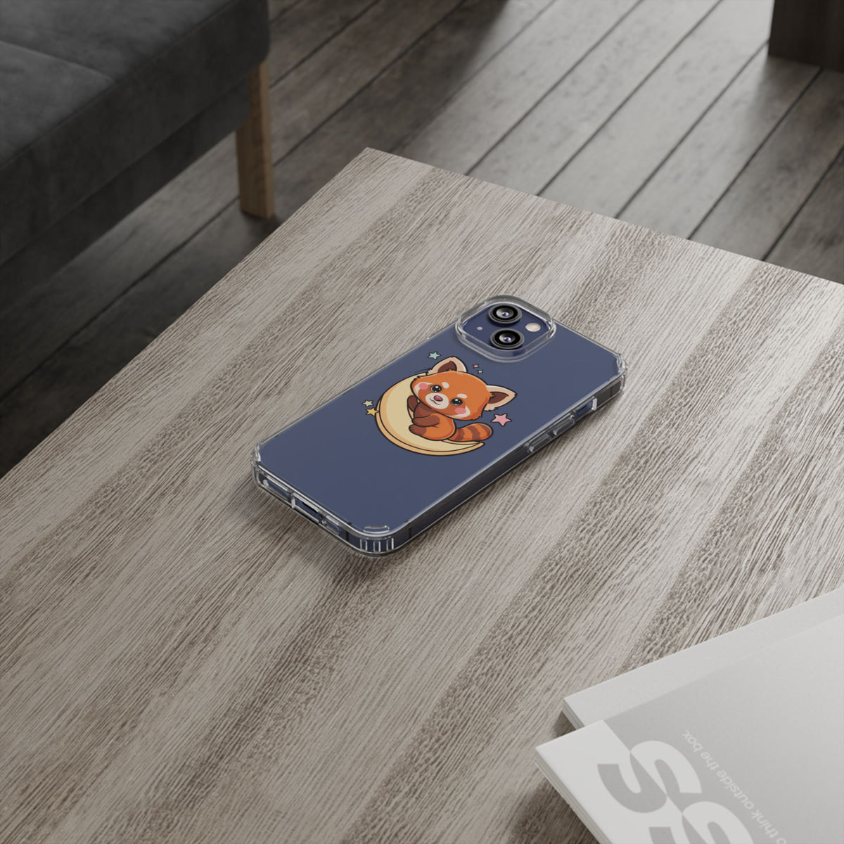 Red Panda Phone Case, Kawaii Moon Companion