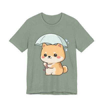 Kawaii Shiba Inu Umbrella T-Shirt for Rainy Day Fans