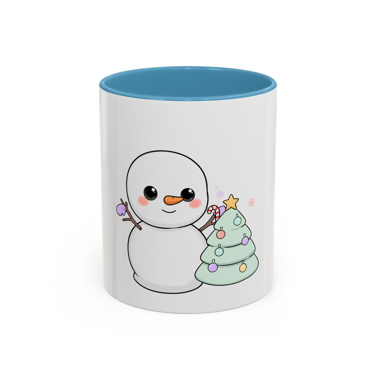 Kawaii Snowman Christmas Mug, Accent Coffee Mug