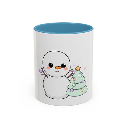 Kawaii Snowman Christmas Mug, Accent Coffee Mug