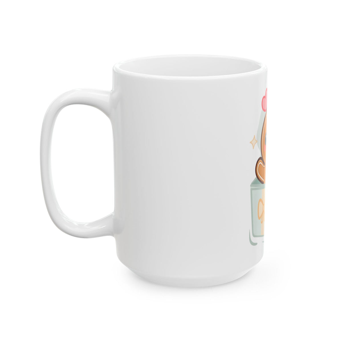 Gingerbread Gift Mug, Cute Kawaii Holiday Ceramic Cup