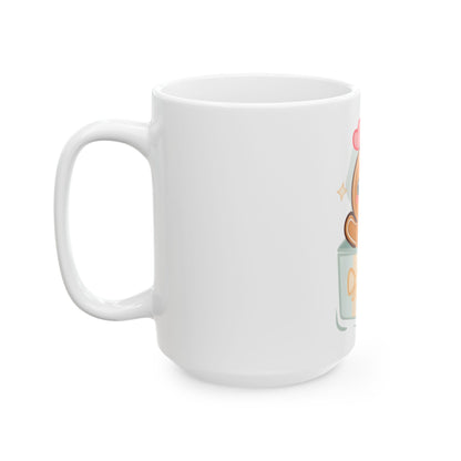 Gingerbread Gift Mug, Cute Kawaii Holiday Ceramic Cup