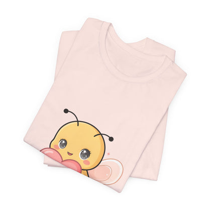 Kawaii Bee T-Shirt: Sweet Heart-Loving Unisex Tee
