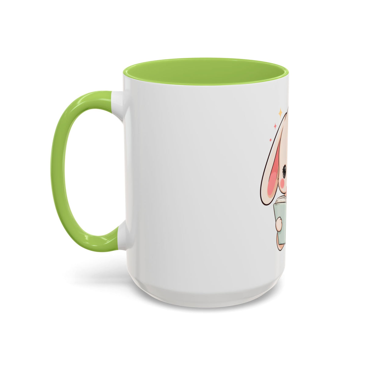 Kawaii Reading Bunny Mug, Cute Book Lover Accent Coffee Mug