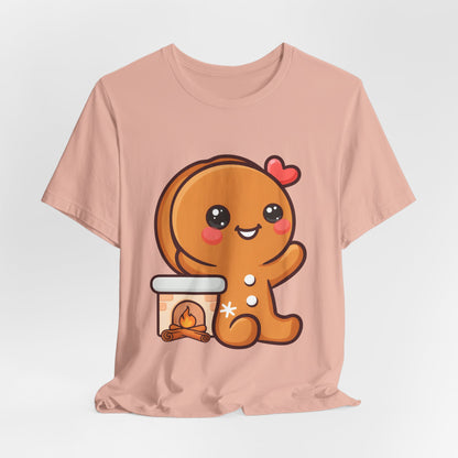 Christmas Gingerbread Man T-Shirt, Cozy Kawaii Holiday Tee