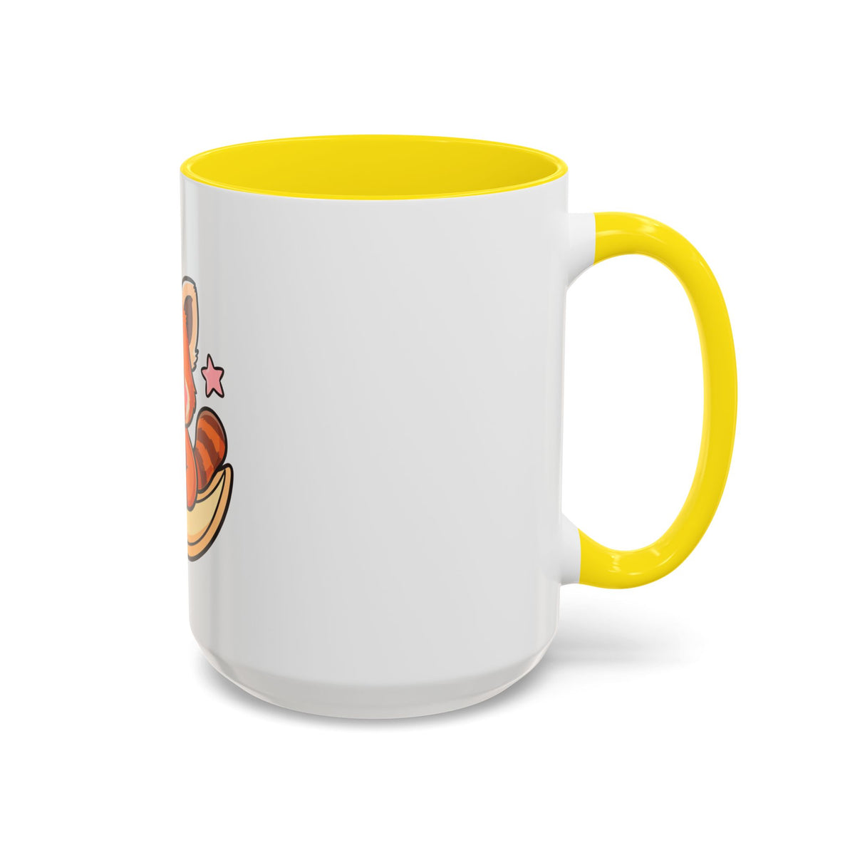 Red Panda Accent Coffee Mug, Kawaii Crescent Moon