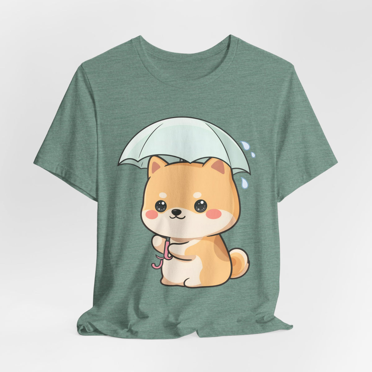 Kawaii Shiba Inu Umbrella T-Shirt for Rainy Day Fans