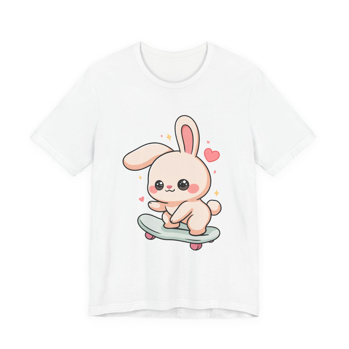 Kawaii Bunny Skateboard T-Shirt for Cute Style Fans