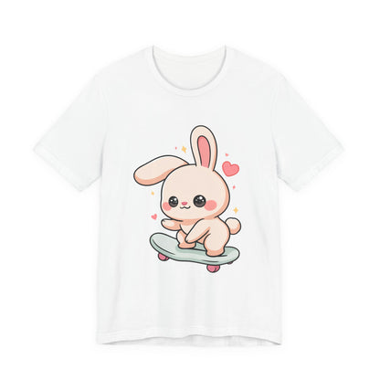 Kawaii Bunny Skateboard T-Shirt for Cute Style Fans