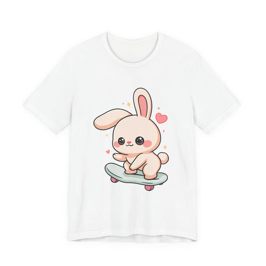 Kawaii Bunny Skateboard T-Shirt for Cute Style Fans