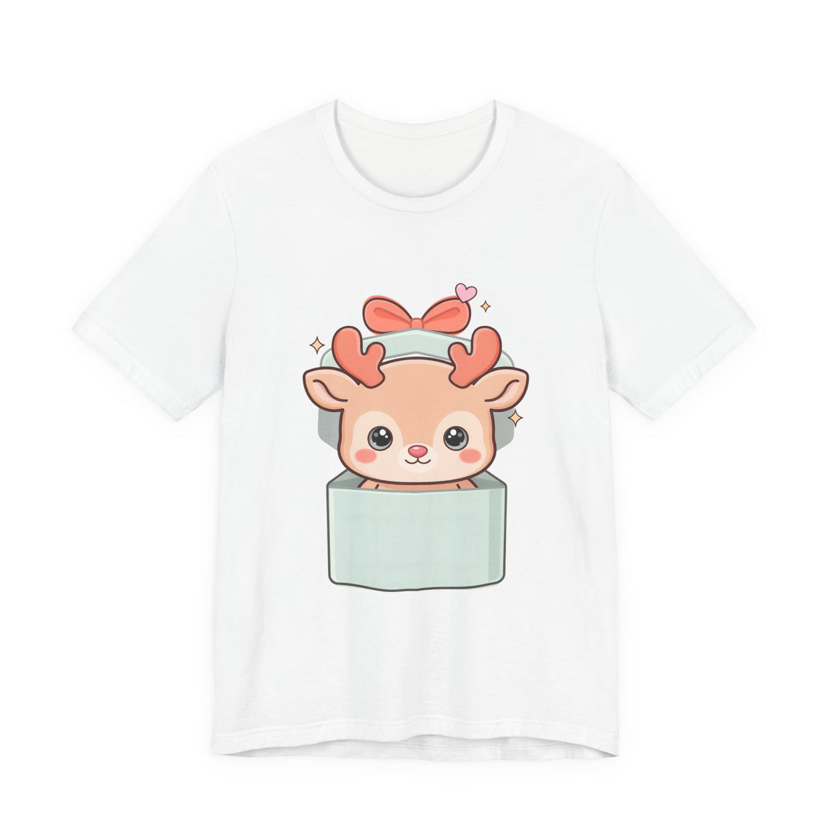 Kawaii Reindeer T-Shirt – Cute Gift Box Christmas Tee