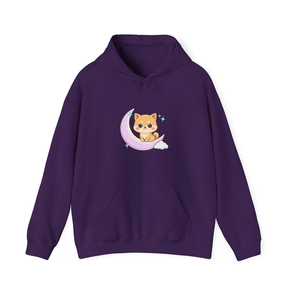 Kawaii Shiba Inu Hoodie, Cute Crescent Moon Sweatshirt