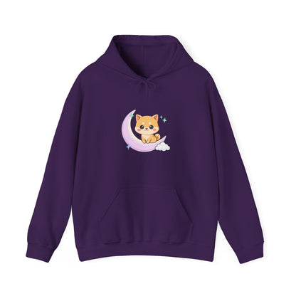 Kawaii Shiba Inu Hoodie, Cute Crescent Moon Sweatshirt