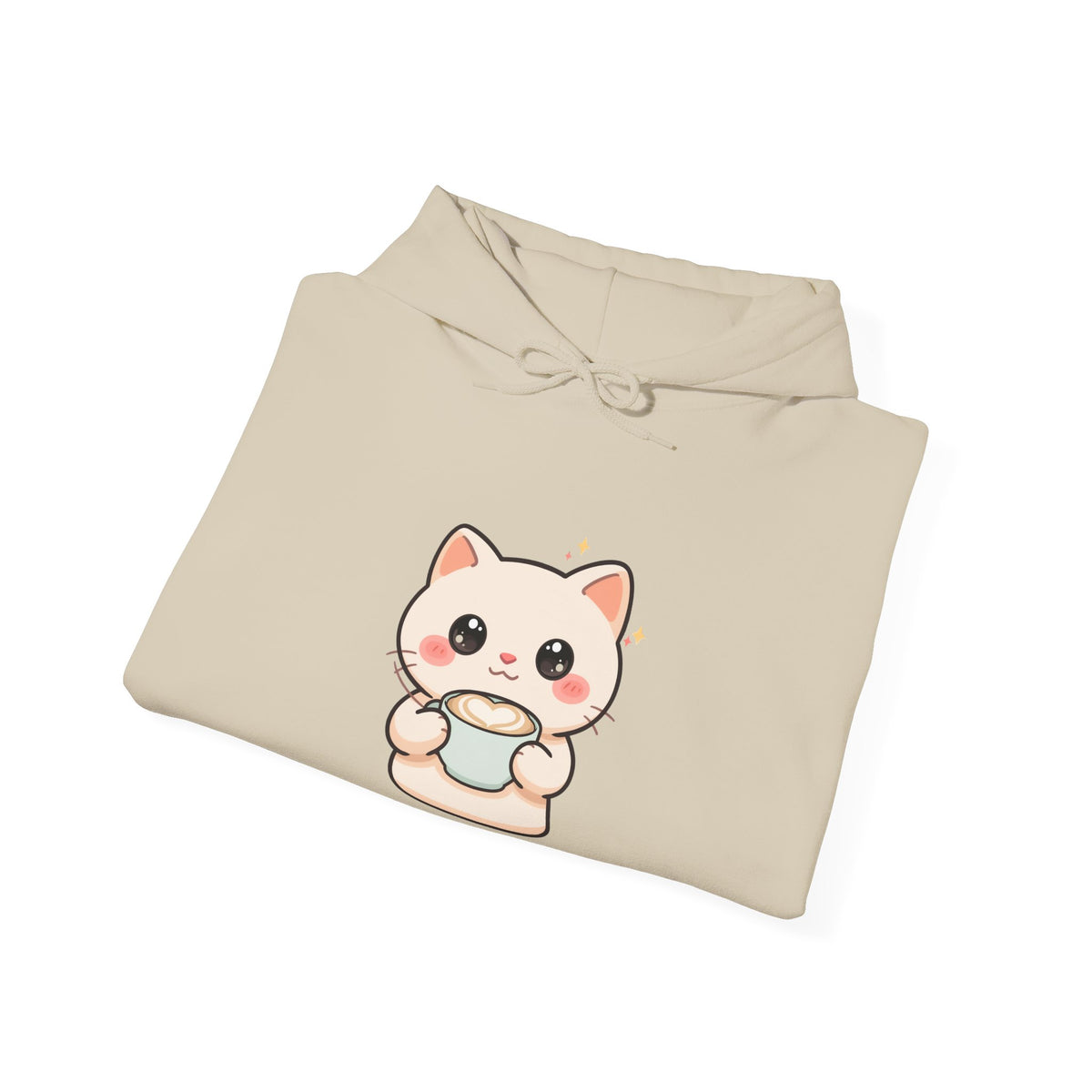 Kawaii Cat Latte Hoodie, Cute Cozy Cat Sweatshirt