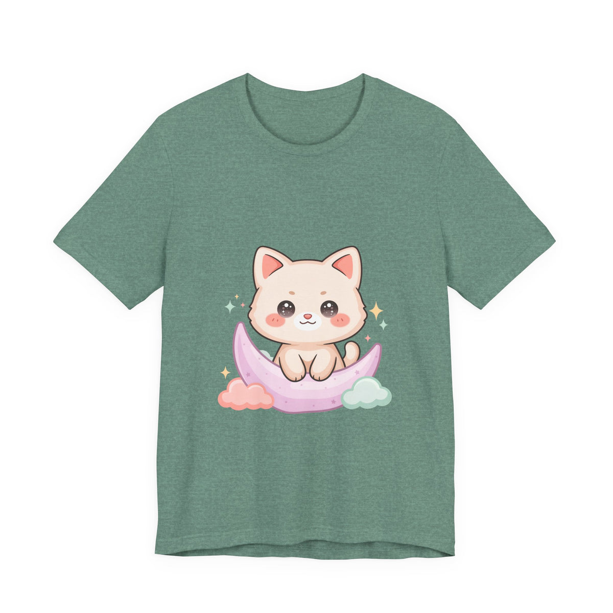 Kawaii Cat Moon T-Shirt for Cozy Night Owls