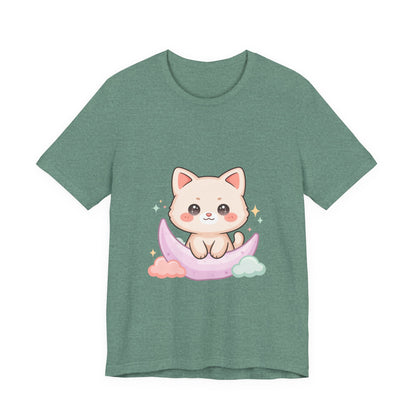 Kawaii Cat Moon T-Shirt for Cozy Night Owls