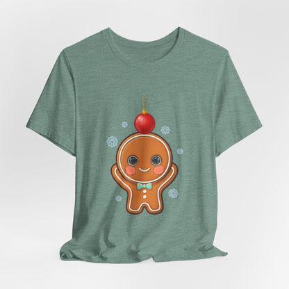 Kawaii Gingerbread Christmas Tee, Cute Holiday Unisex Shirt
