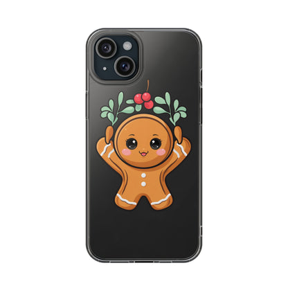 Kawaii Gingerbread Phone Case with Mistletoe Cheer