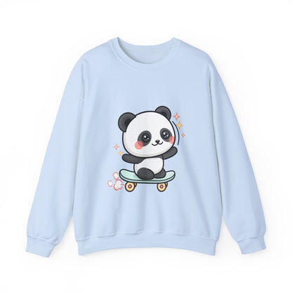 Kawaii Panda Skateboard Sweatshirt, Cute Chibi Panda