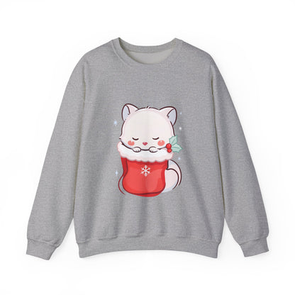 Christmas Fox Sweatshirt, Kawaii Stocking Arctic Fox Gift