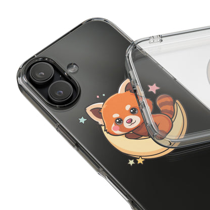 Red Panda Phone Case, Kawaii Moon Companion
