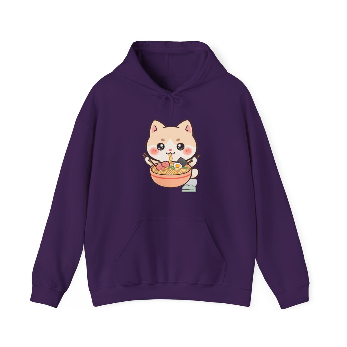 Kawaii Ramen Cat Hoodie, Cute Foodie Sweatshirt