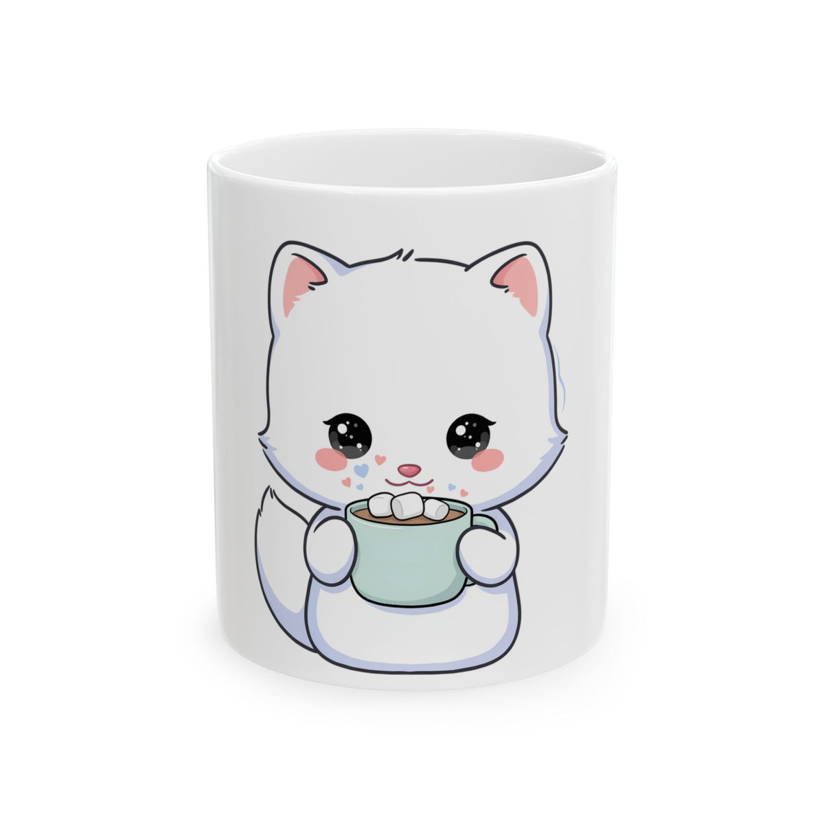 Kawaii Arctic Fox Mug for Cozy Hot Cocoa Moments