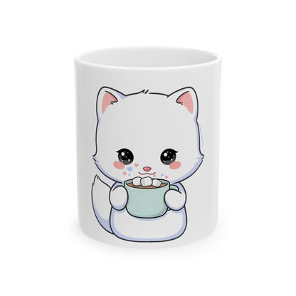Kawaii Arctic Fox Mug for Cozy Hot Cocoa Moments