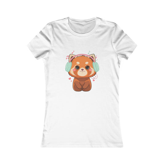 Red Panda Music Lover T-Shirt for Kawaii Animal Fans