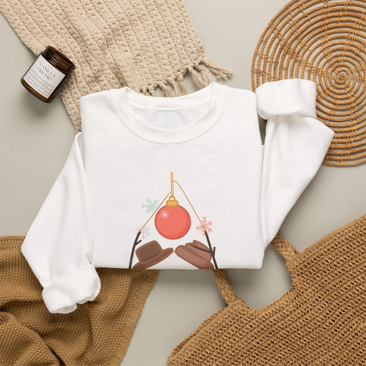 Cute Snowman Christmas Sweatshirt, Kawaii Holiday Crewneck