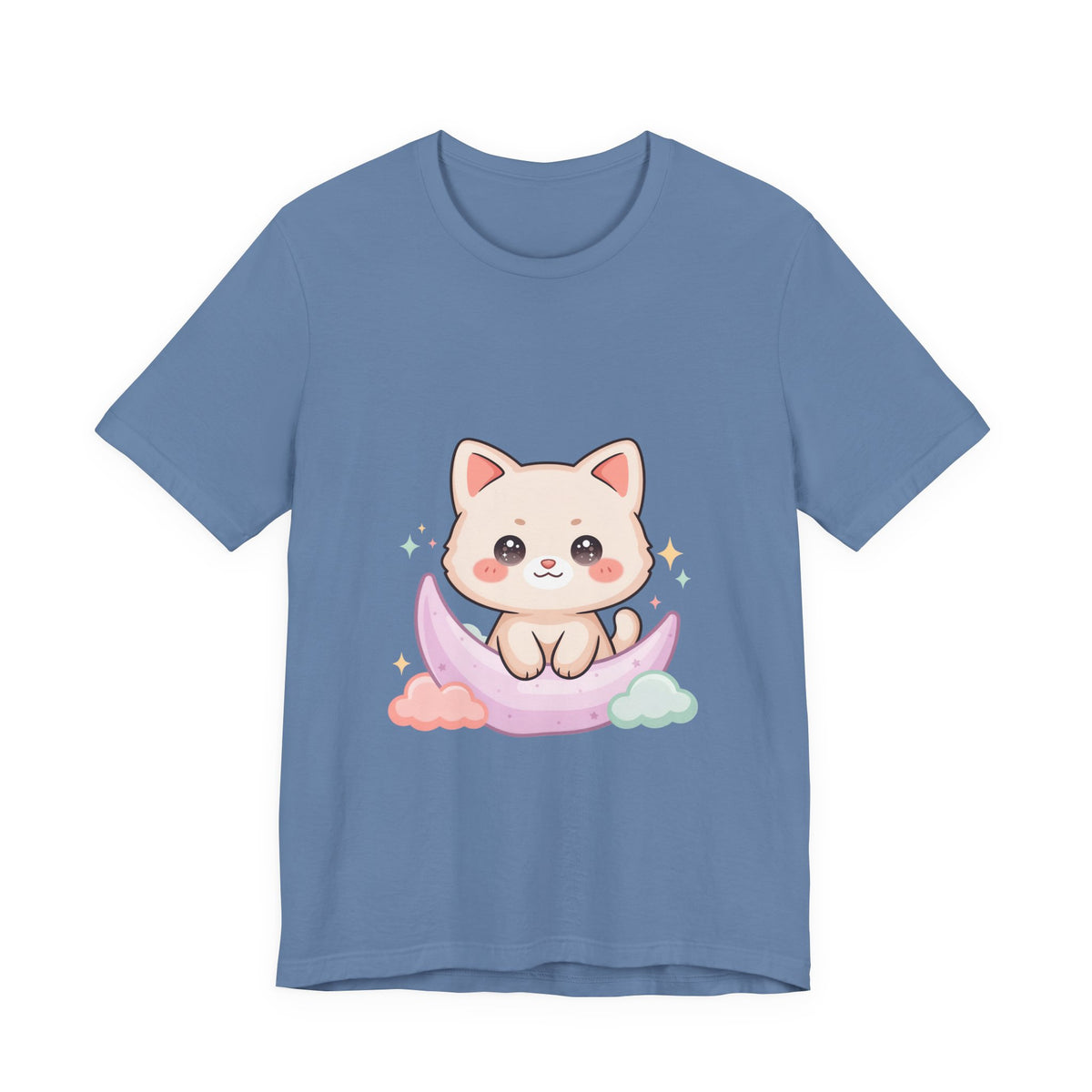 Kawaii Cat Moon T-Shirt for Cozy Night Owls